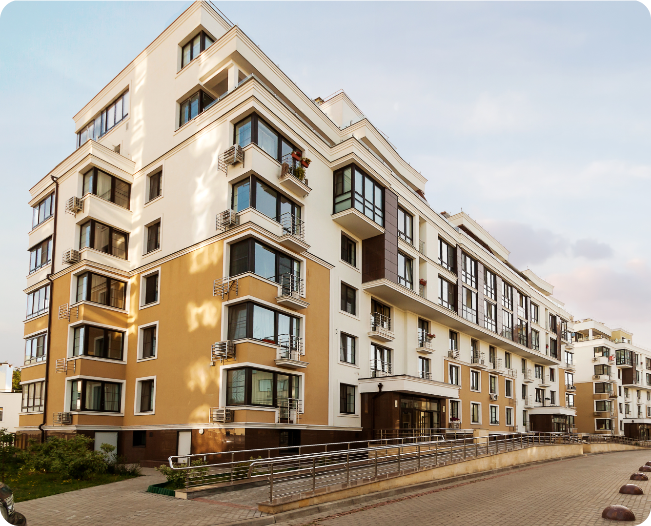 Modern apartment building with balconies